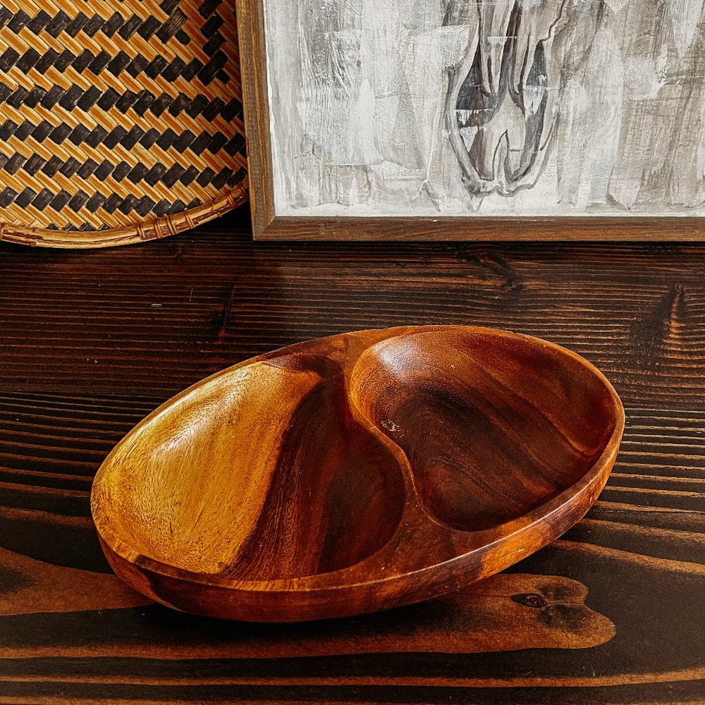 Vintage Monkey Pod Wood Dish Boho